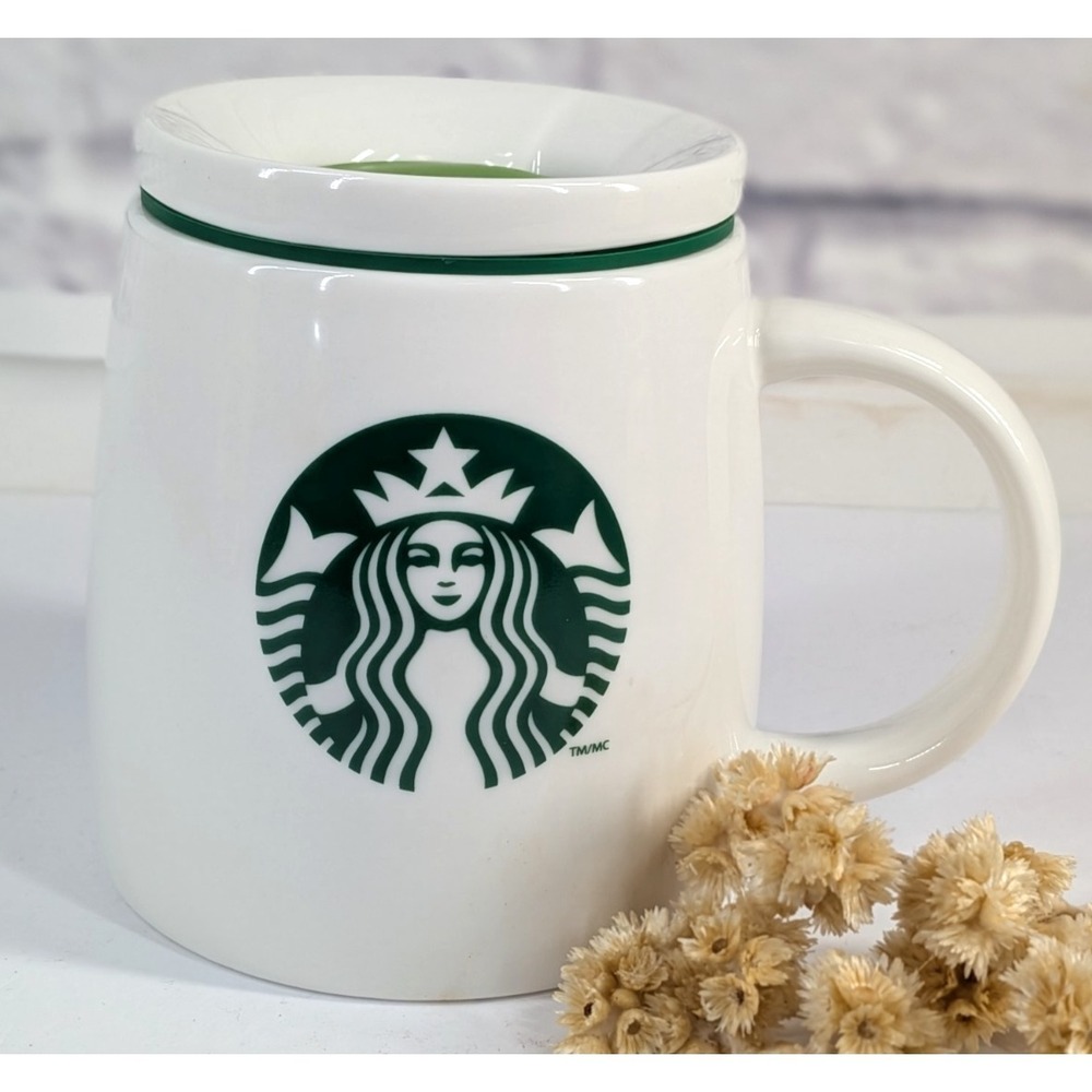 PRISTINE! 2011 Starbucks White Travel Chubby Mug 16oz Ceramic Cup Silicone Lid